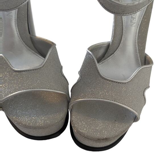 Alexander McQueen Silver Platform Heels Size 8.5 As Seen On Taylor Swift Strappy - Picture 14 of 16